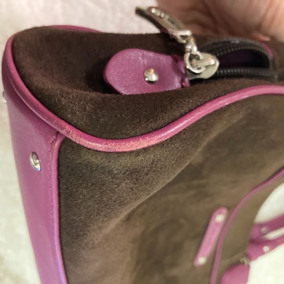Chocolate Pink Cole Haan Alexa Suede Shoulder Bag - Picture 12 of 13